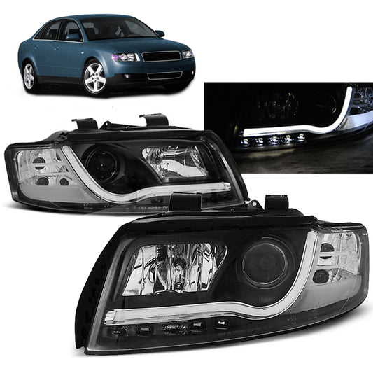 Scheinwerfer Röhrenlicht Schwarz passend für Audi A4 10.00-10.04