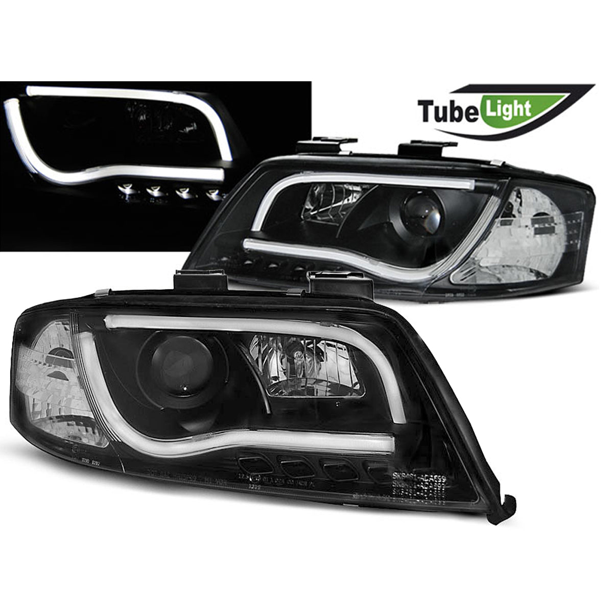 Scheinwerfer Röhrenlicht Schwarz passend für Audi A6 05.97-05.01