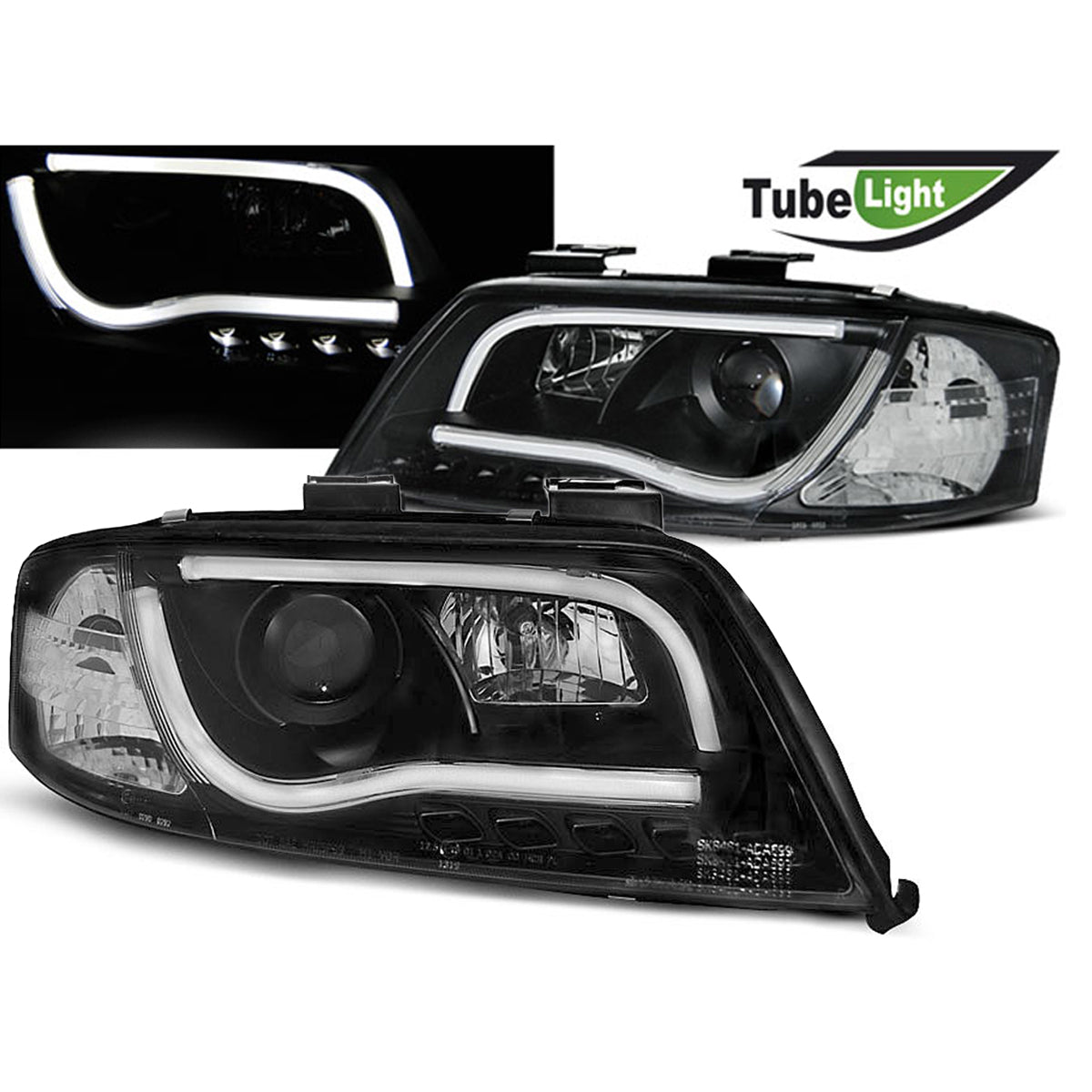 Scheinwerfer Röhrenlicht Schwarz passend für Audi A6 06.01-05.04