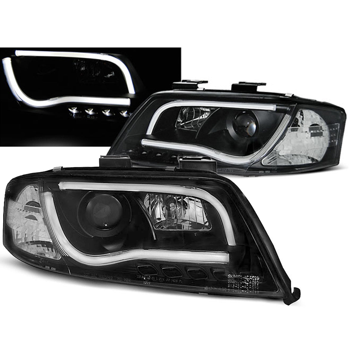 Scheinwerfer Röhrenlicht Schwarz passend für Audi A6 06.01-05.04