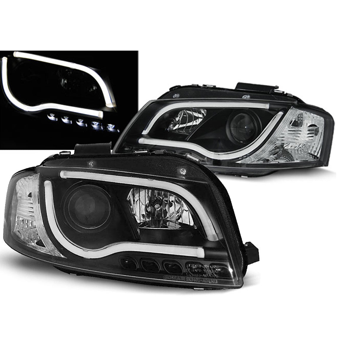 Scheinwerfer Röhrenlicht Schwarz passend für Audi A3 8P 05.03-03.08