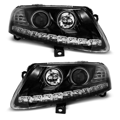 Scheinwerfer Angel Eyes LED Schwarz passend für Audi A6 C6 04.04-08