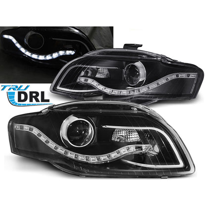 Scheinwerfer True DRL Schwarz passend für Audi A4 B7 11.04-03.08