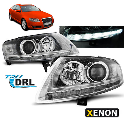 XENON Scheinwerfer True DRL Chrom passend für Audi A6 C6 04.04-08
