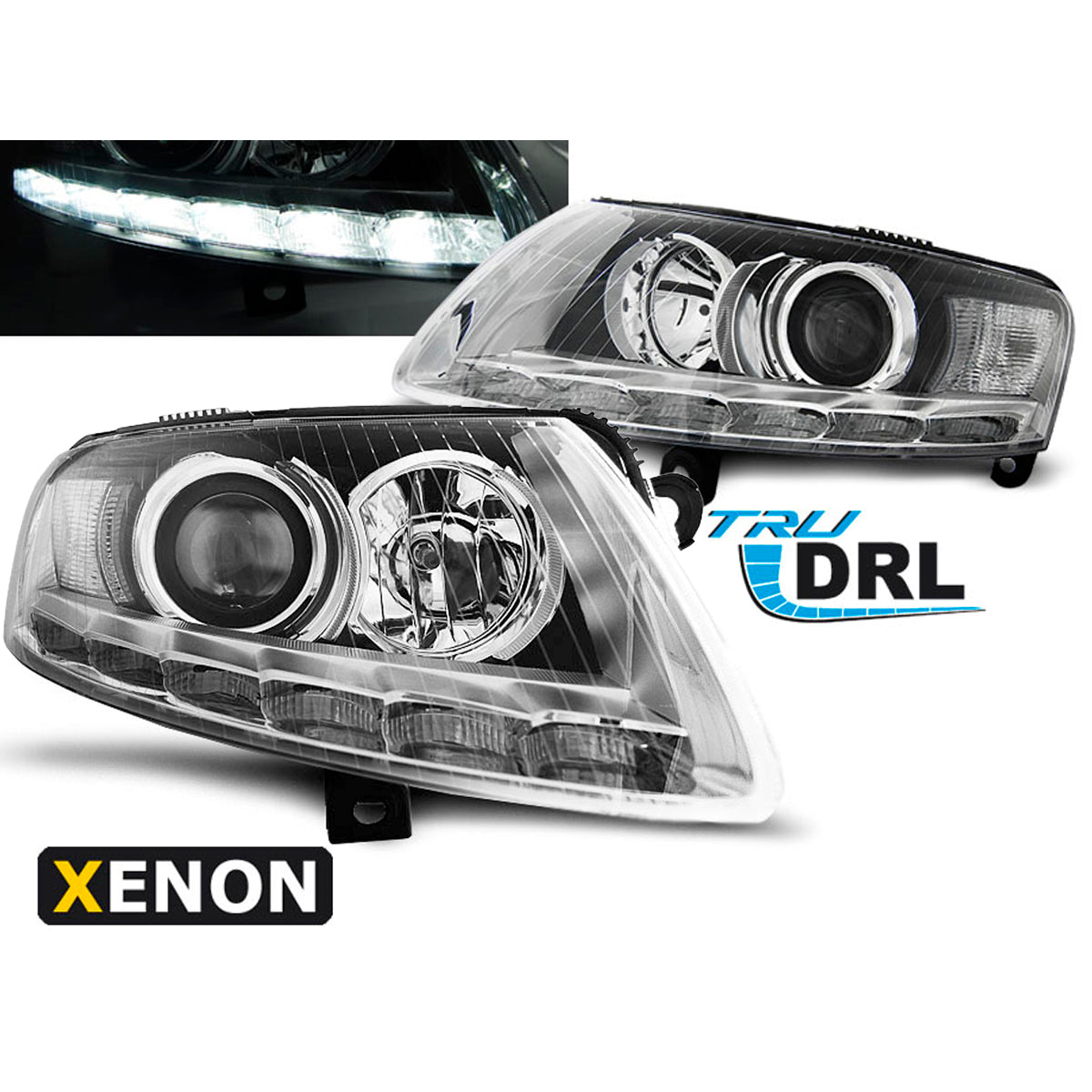 XENON Scheinwerfer True DRL Chrom passend für Audi A6 C6 04.04-08