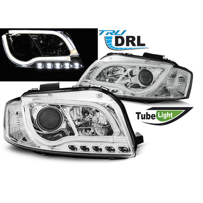 Scheinwerfer Tube Light DRL Chrom passend für Audi A3 8P 05.03-03.08
