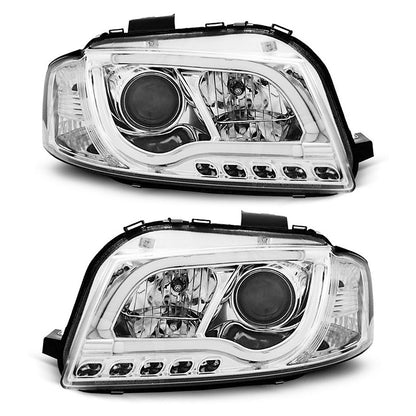Scheinwerfer Tube Light DRL Chrom passend für Audi A3 8P 05.03-03.08