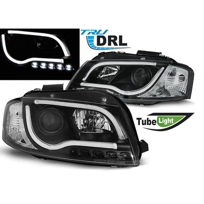Scheinwerfer Tube Light DRL Schwarz passend für Audi A3 8P 05.03-03.08