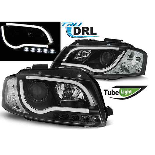 Scheinwerfer Tube Light DRL Schwarz passend für Audi A3 8P 05.03-03.08