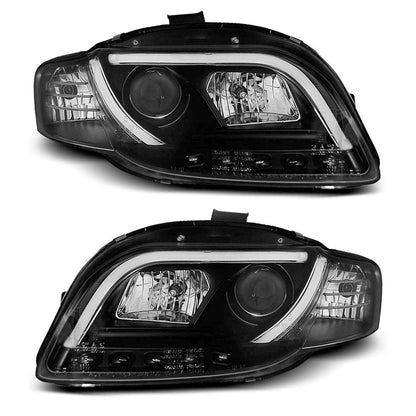 Scheinwerfer Tube Light DRL Schwarz passend für Audi A4 B7 11.04-03.08