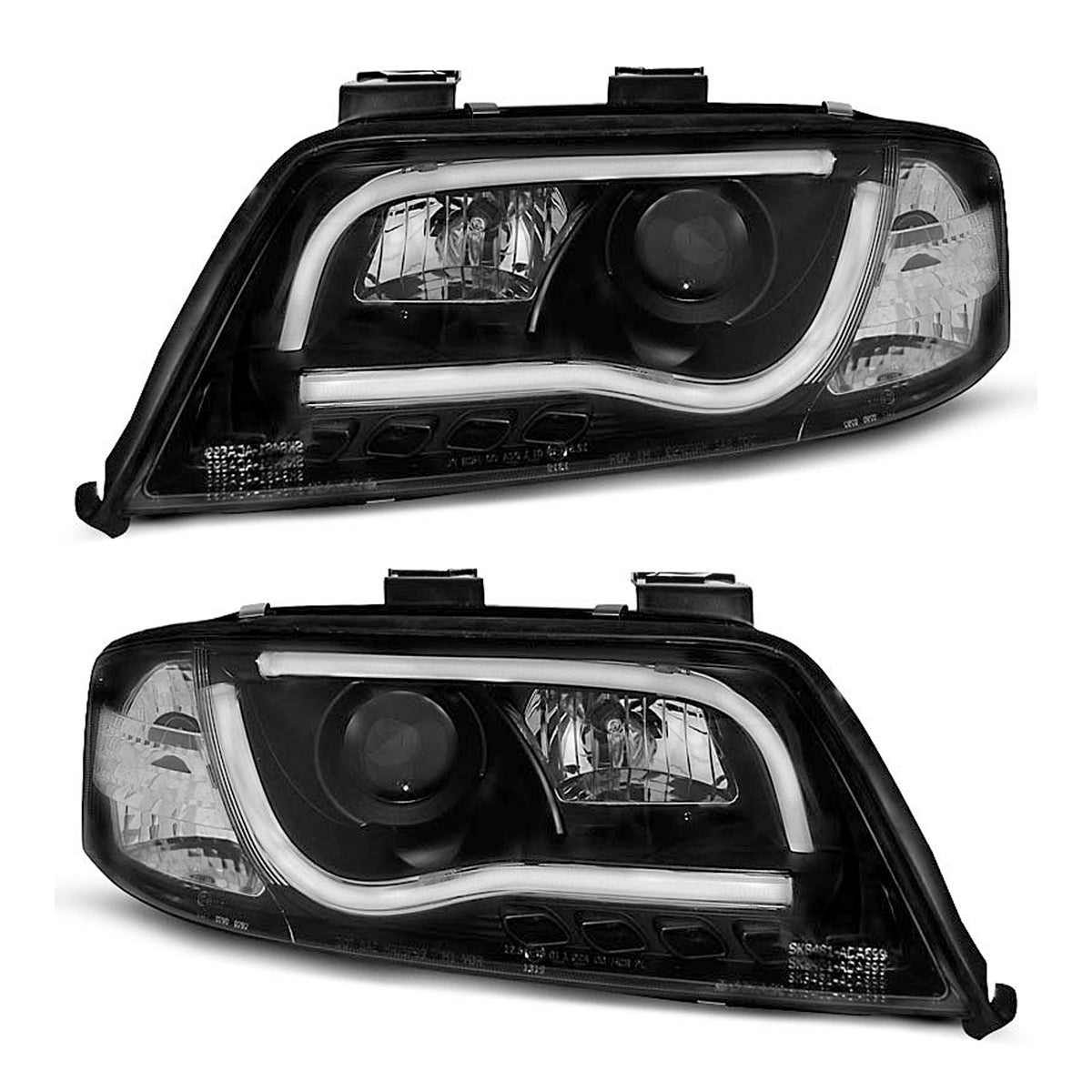 Scheinwerfer Tube Light DRL Schwarz passend für Audi A6 05.97-05.01