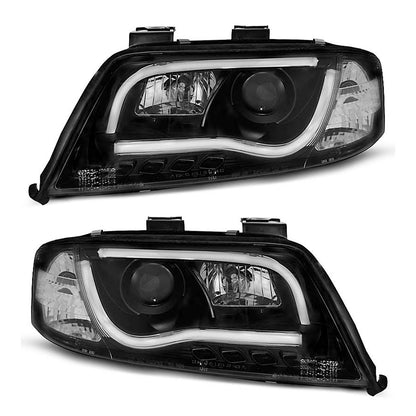 Scheinwerfer Tube Light DRL Schwarz passend für Audi A6 05.97-05.01