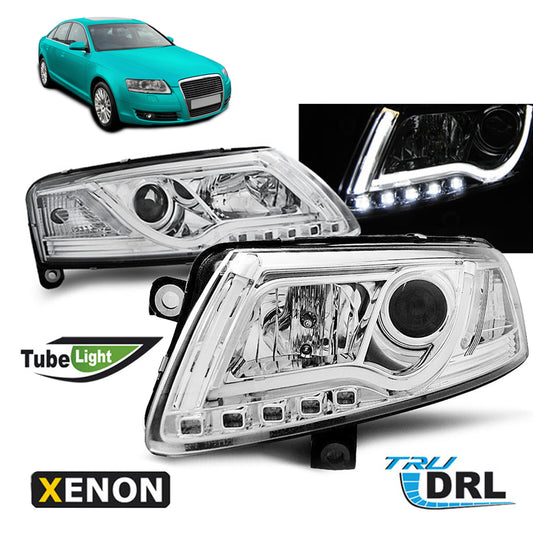 XENON Scheinwerfer Tube Light DRL Chrom passend für Audi A6 C6 04-08