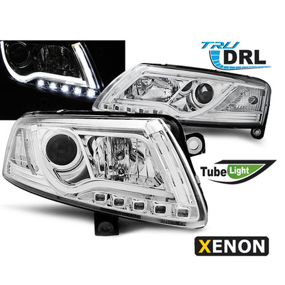XENON Scheinwerfer Tube Light DRL Chrom passend für Audi A6 C6 04-08