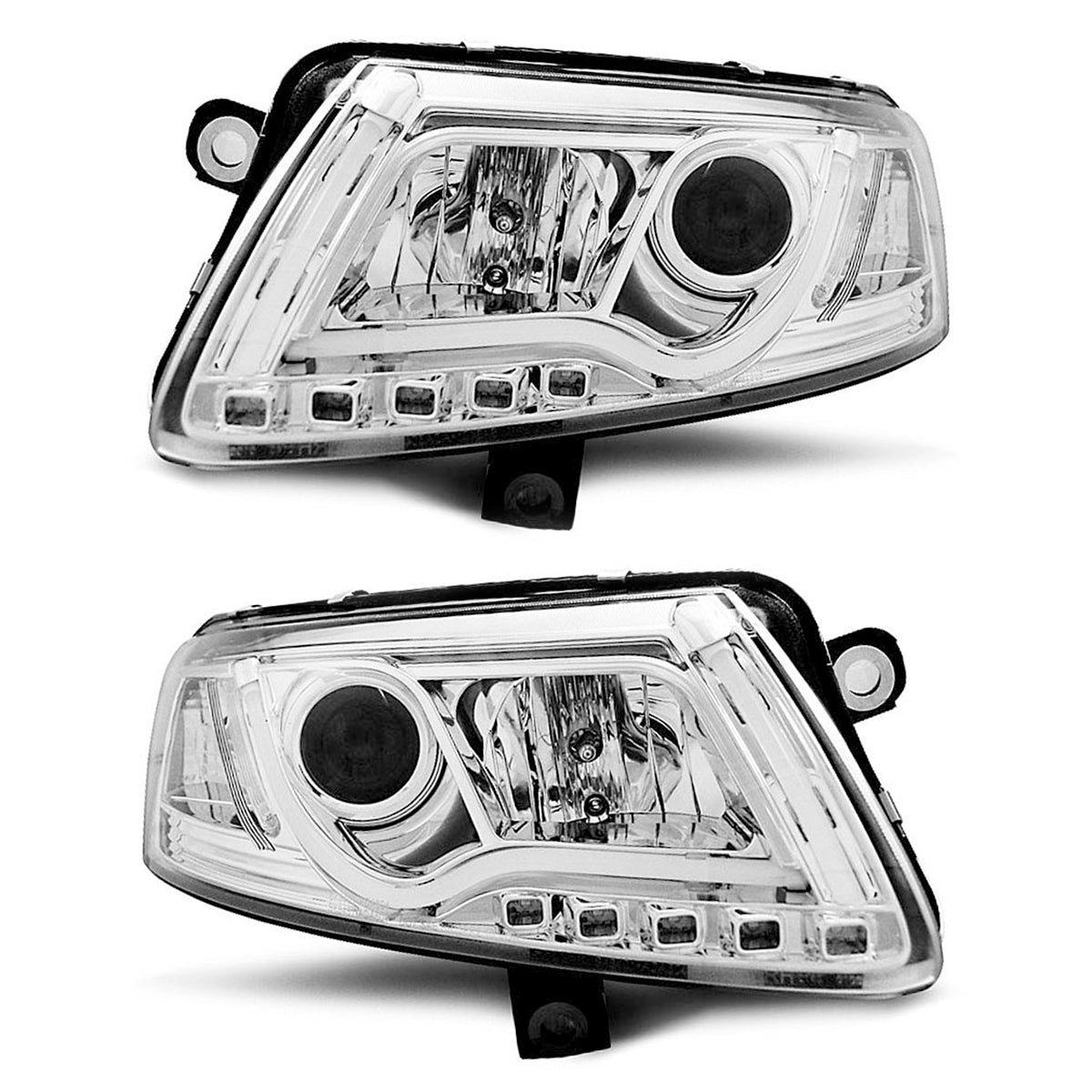 XENON Scheinwerfer Tube Light DRL Chrom passend für Audi A6 C6 04-08