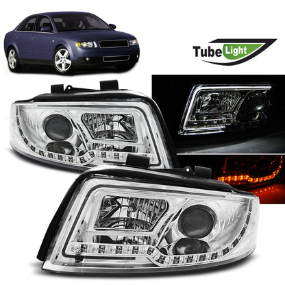 Scheinwerfer Tube Light Chrom passend für Audi A4 10.00-10.04