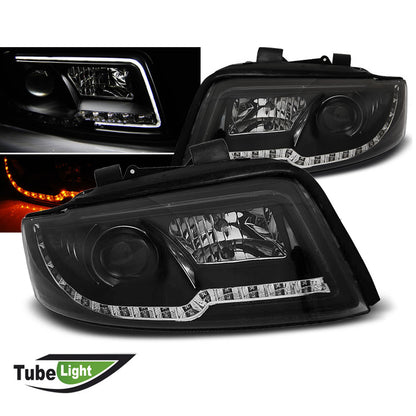 Scheinwerfer Tube Light Schwarz passend für Audi A4 10.00-10.04