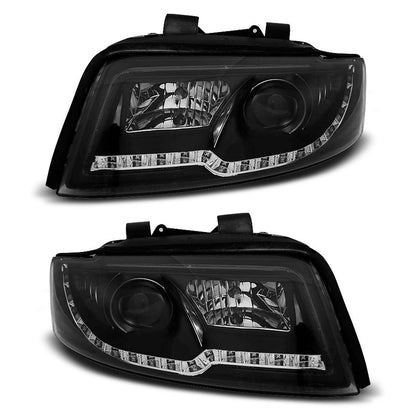 Scheinwerfer Tube Light Schwarz passend für Audi A4 10.00-10.04