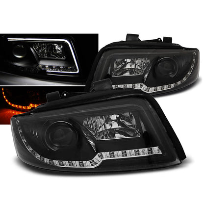 Scheinwerfer Tube Light Schwarz passend für Audi A4 10.00-10.04