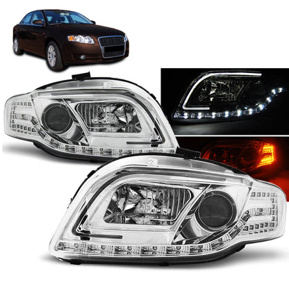 Scheinwerfer Tube Light Chrom passend für Audi A4 B7 11.04-03.08