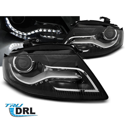 Scheinwerfer True DRL Schwarz passend für Audi A4 B8 04.08-11