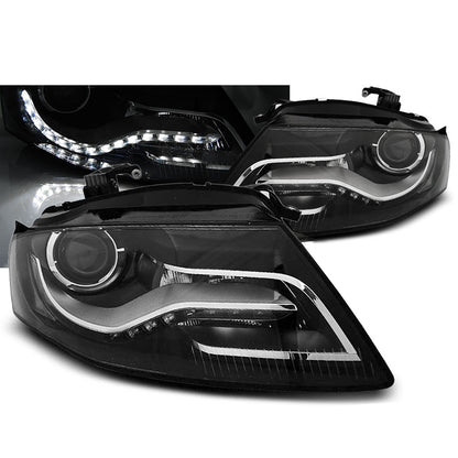 Scheinwerfer True DRL Schwarz passend für Audi A4 B8 04.08-11