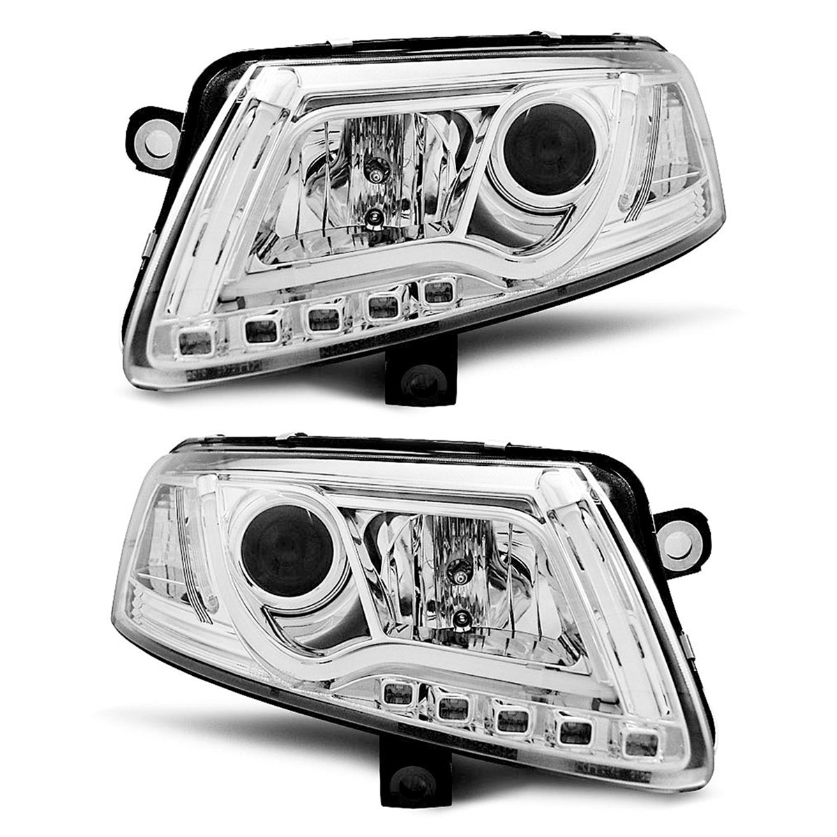 Scheinwerfer Tube Light DRL Chrom passend für Audi A6 C6 04.04-08