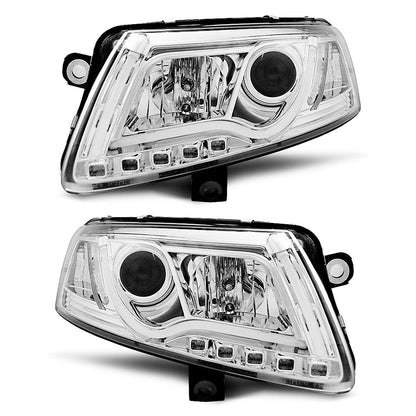Scheinwerfer Tube Light DRL Chrom passend für Audi A6 C6 04.04-08