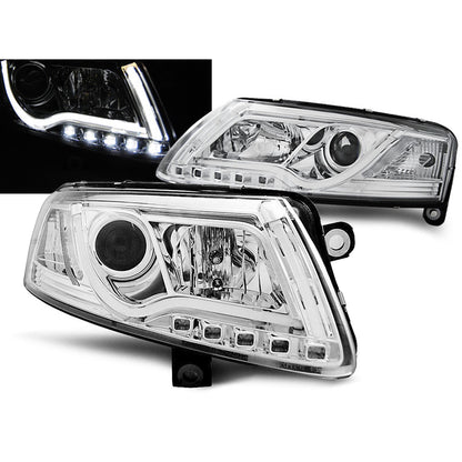 Scheinwerfer Tube Light DRL Chrom passend für Audi A6 C6 04.04-08