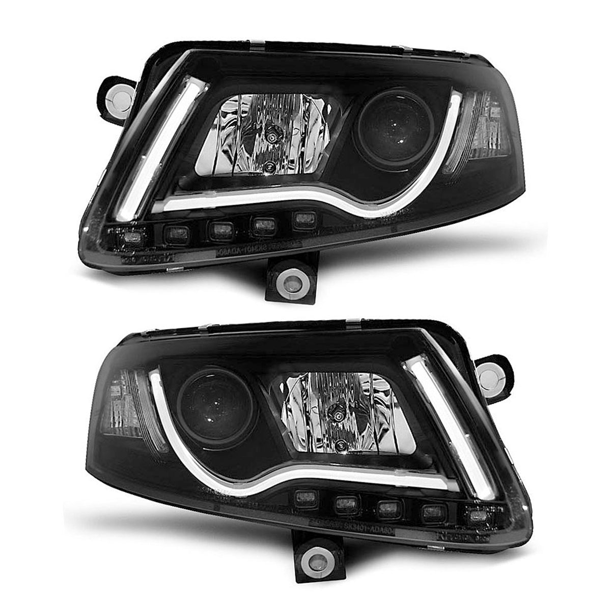 Scheinwerfer Tube Light DRL Schwarz passend für Audi A6 C6 04.04-08