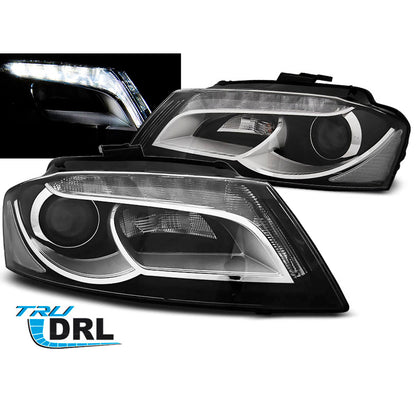 Scheinwerfer True DRL Schwarz passend für Audi A3 8P 08-12