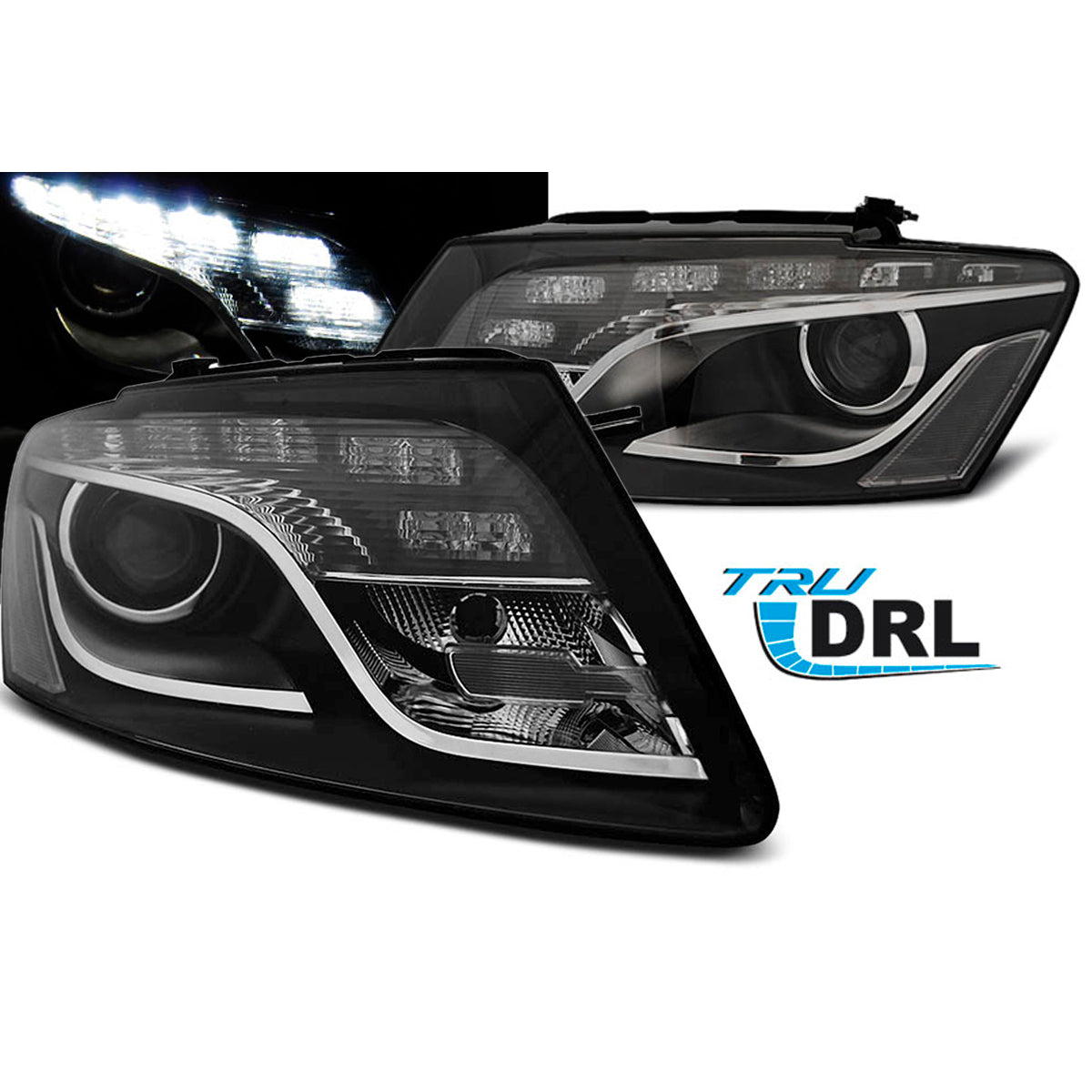 Scheinwerfer True DRL Schwarz passend für Audi Q5 11.08 - 09.12