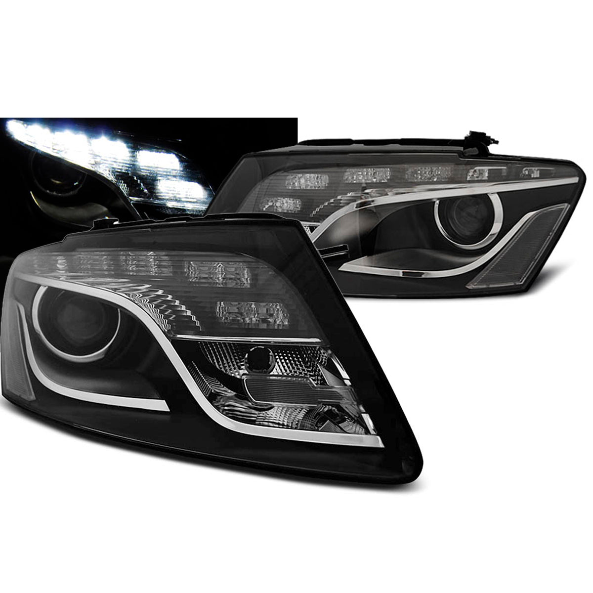 Scheinwerfer True DRL Schwarz passend für Audi Q5 11.08 - 09.12