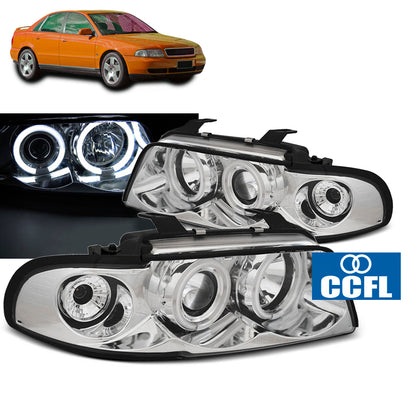 Scheinwerfer Angel Eyes CCFL Chrom passend für Audi A4 11.94-12.98