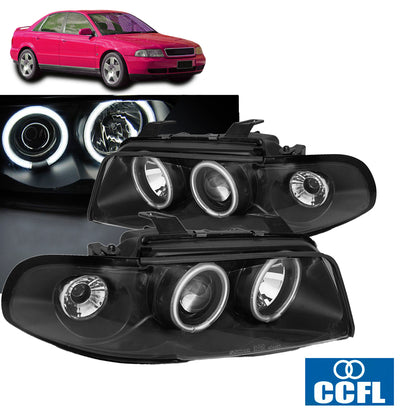 Scheinwerfer Angel Eyes CCFL Schwarz passend für Audi A4 11.94-12.98