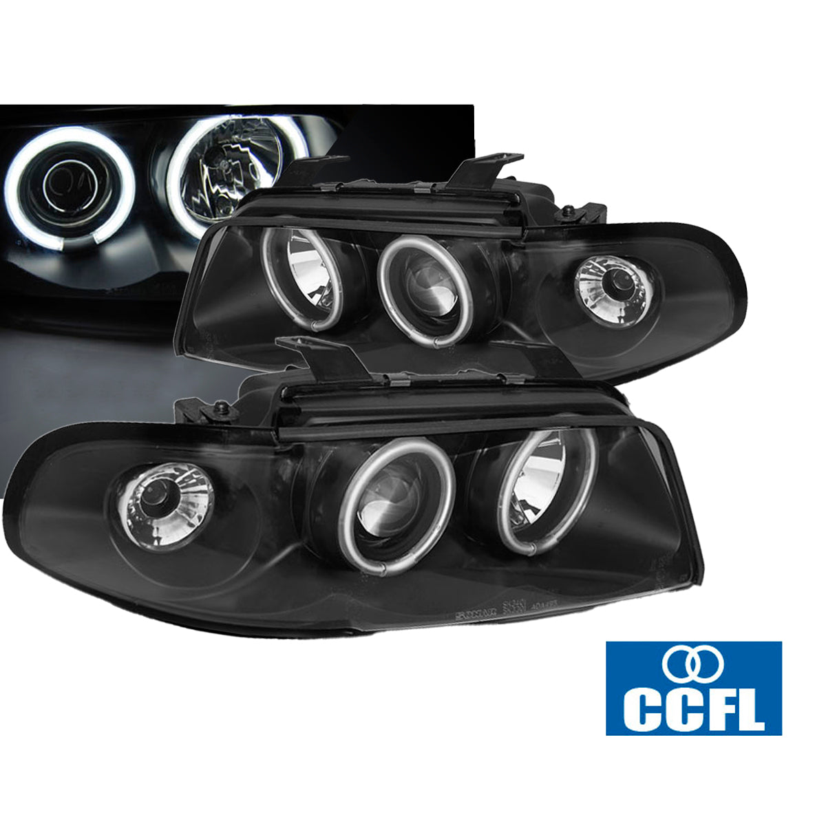 Scheinwerfer Angel Eyes CCFL Schwarz passend für Audi A4 11.94-12.98