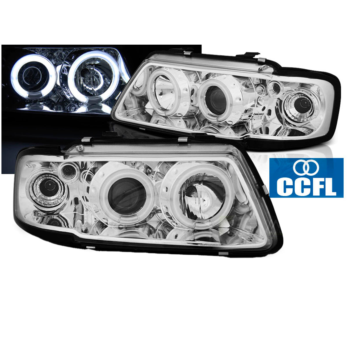 Scheinwerfer Angel Eyes CCFL Chrom passend für Audi A3 8L 08.96-08.00