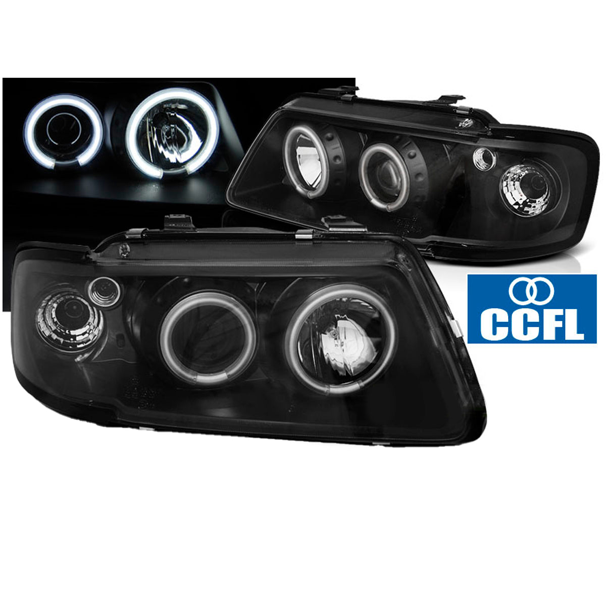 Scheinwerfer Angel Eyes CCFL Schwarz passend für Audi A3 8L 08.96-08.00