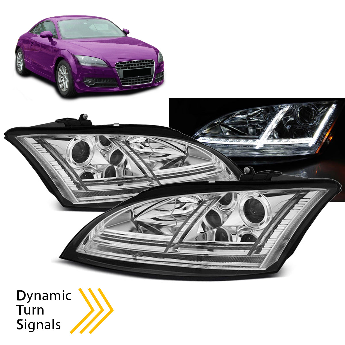Scheinwerfer LED Chrom SEQ passend für Audi TT 06-10 8J