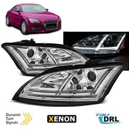 Xenon Scheinwerfer LED DRL Chrom SEQ passend für Audi TT 06-10 8J