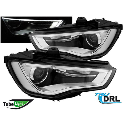 Scheinwerfer Tube Light DRL Schwarz passend für Audi A3 8V 12-16