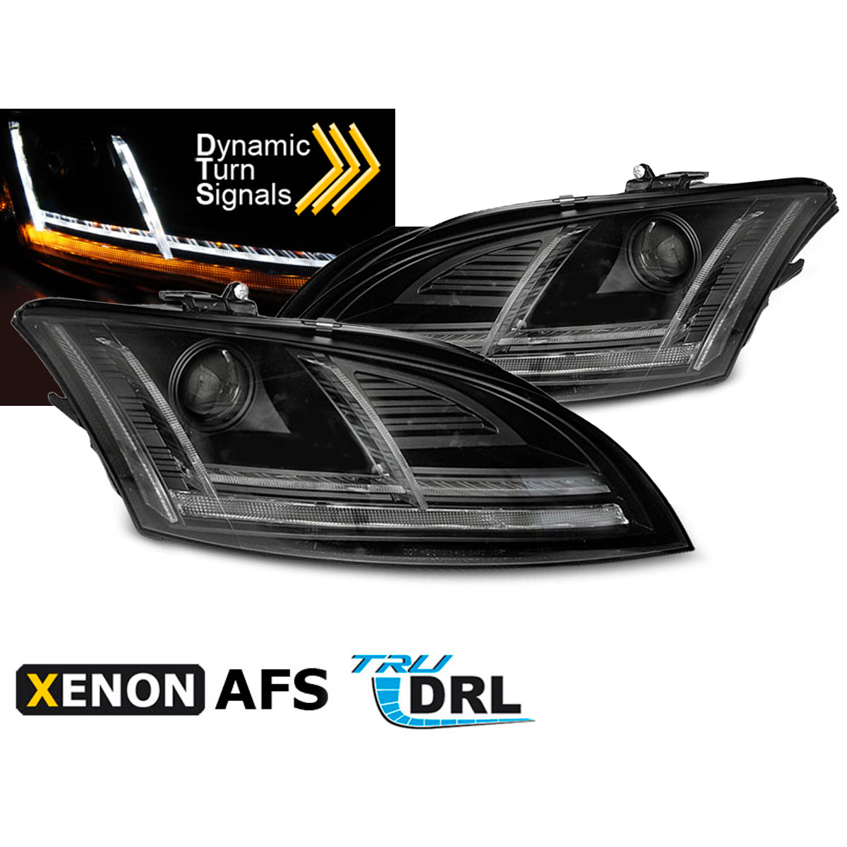 Xenon Scheinwerfer LED DRL Schwarz SEQ passend für Audi TT 10-14 8J mit AFS