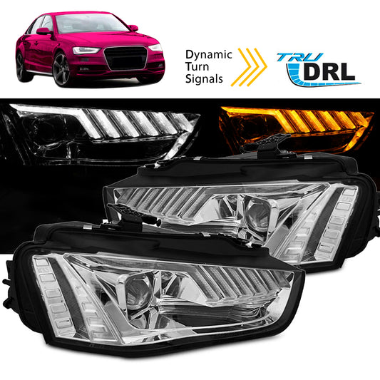 Xenon Scheinwerfer LED Chrom SEQ passend für Audi A4 B8 12-15