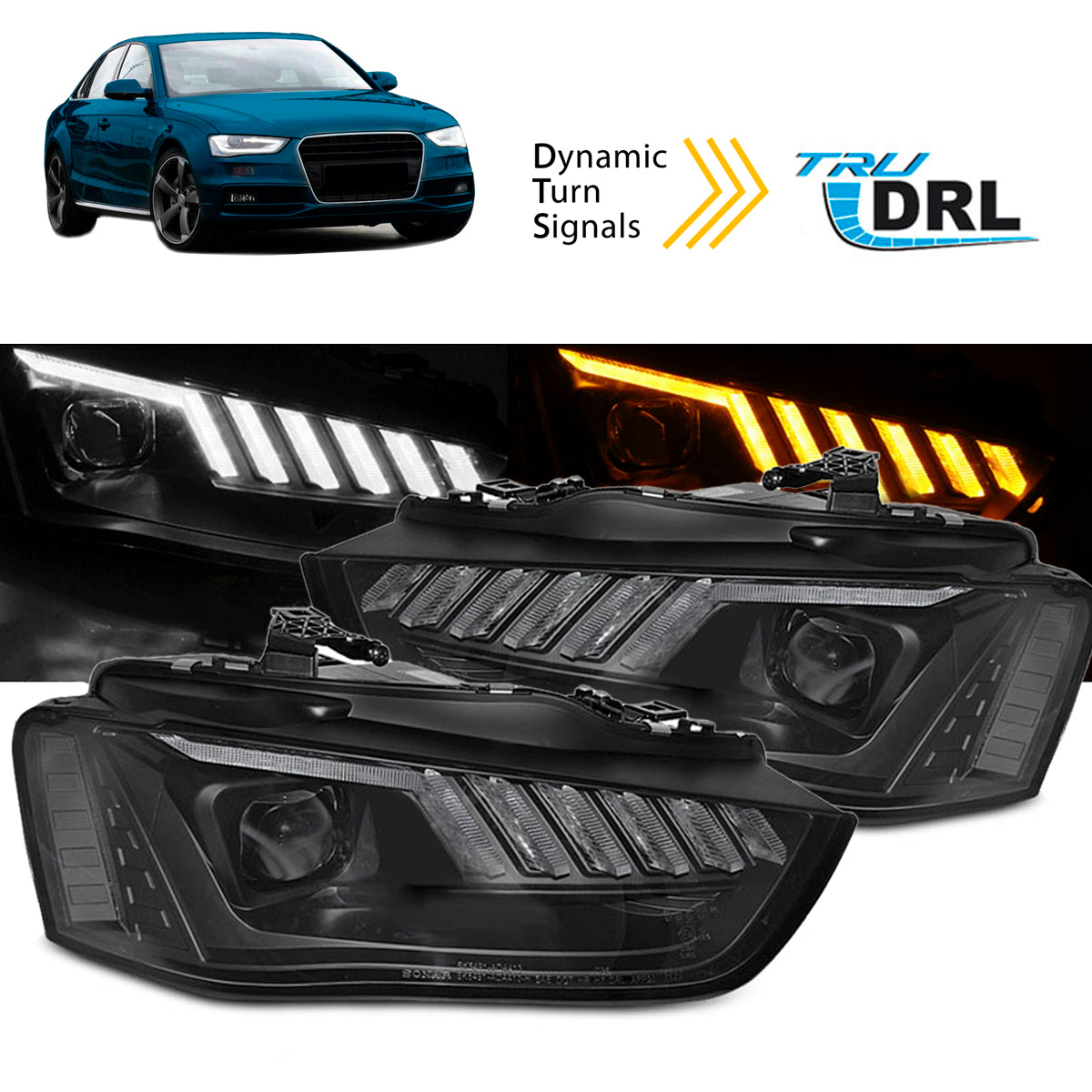 Xenon Scheinwerfer LED Schwarz SEQ passend für Audi A4 B8 12-15