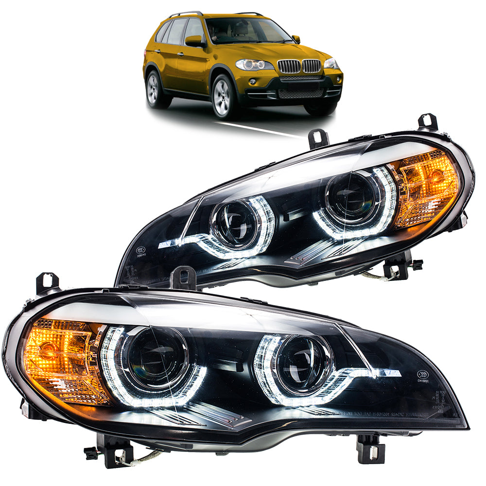 Scheinwerfer Xenon Schwarz mit Tagfahrlicht passend für BMW X5 (E70) Vor-Facelift 2008-2010