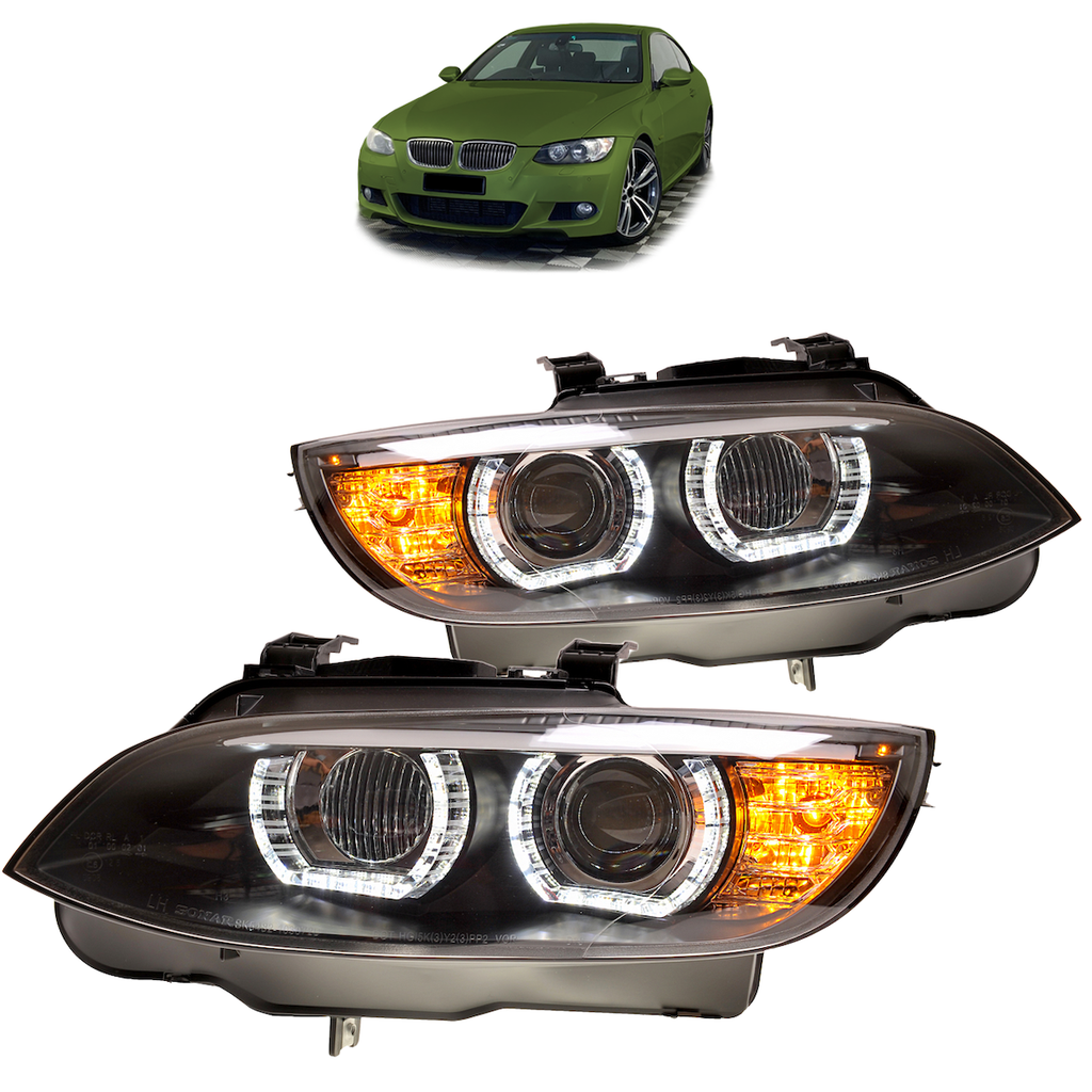 Scheinwerfer Xenon Schwarz mit Tagfahrlicht und AFS passend für BMW 3er (E92) Coupe und (E93) Cabrio Vor-Facelift 2007-2010