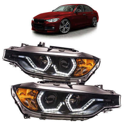 Halogen Schwarz DRL Scheinwerfer passend für BMW 3er F30 F31 2015-2018