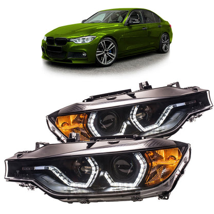 Scheinwerfer Halogen Schwarz DRL passend für BMW 3er F30/F31 2012-2015