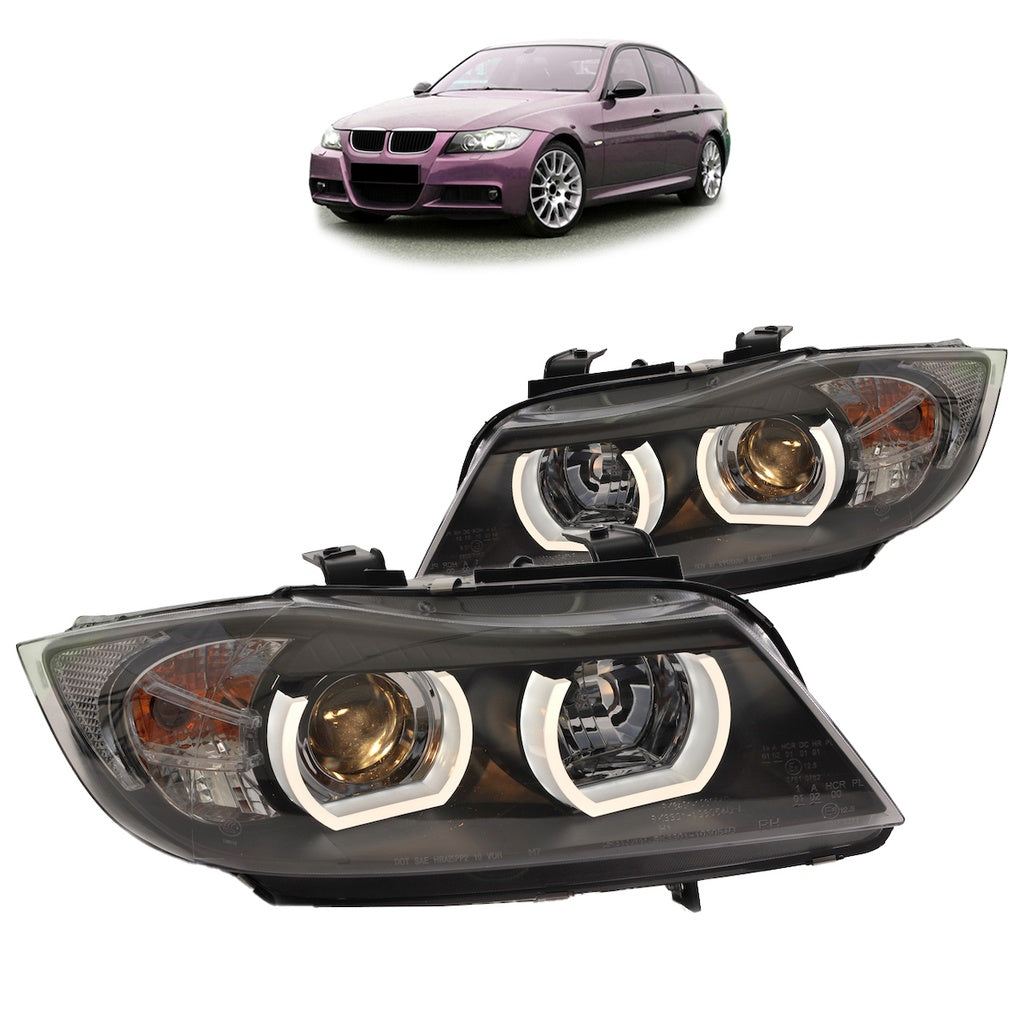 Scheinwerfer Halogen Schwarz passend für BMW 3er (E90) Limousine (E91) Touring 2005-2012