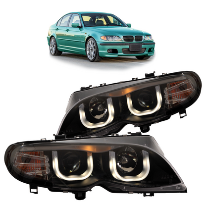 Scheinwerfer Halogen Schwarz passend für BMW 3er (E46) Limousine Touring Facelift 2001-2005
